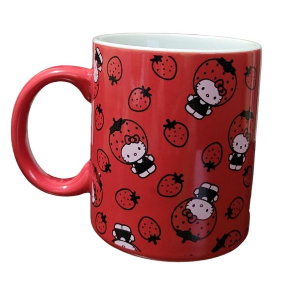 Hello Kitty Strawberry Kawaii Mug 16 OZ Red Japan Anime Cup Collectible Gift - Picture 3 of 4